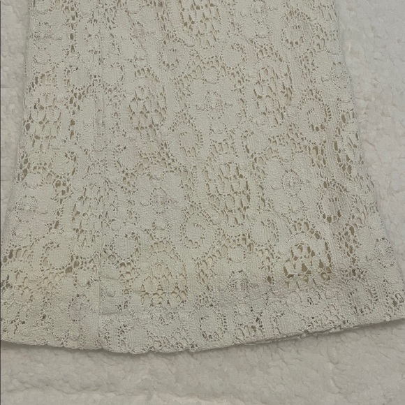 Vintage KORS Cream Lace Flare Pants • Boho Bridal Festival Statement Pants - Picture 5 of 12